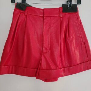 ALICE + OLIVIA Vegan Leather Red Conry Shorts Size 0